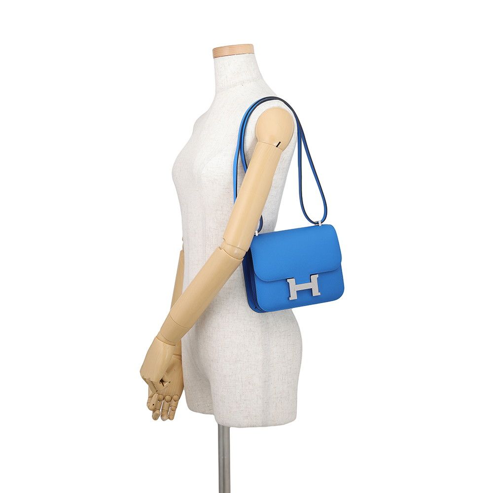 Hermes Shoulder Bag Mini Constance 3 Miroir Blue Hydra Silver Epsom — view 4