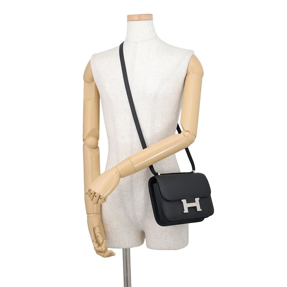 Hermes Shoulder Bag Mini Constance 3 Miroir Black Silver Epsom — view 5