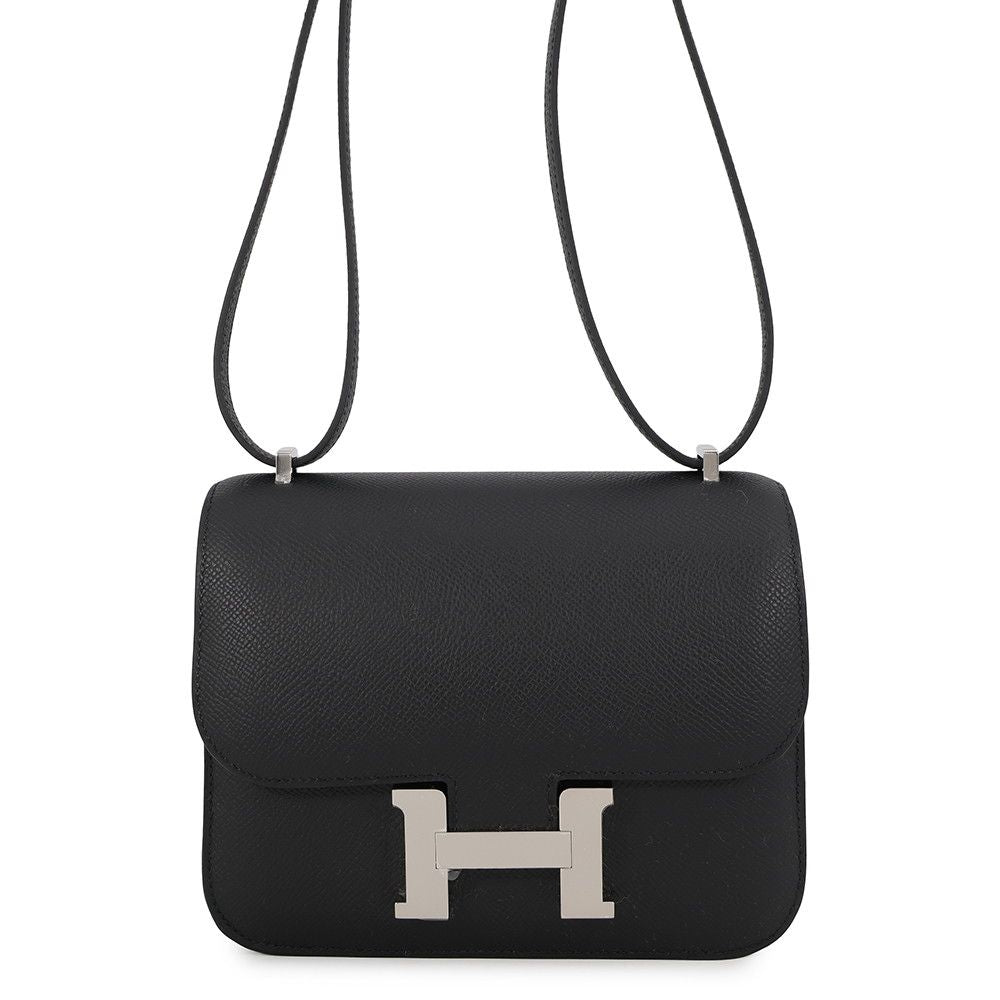 Hermes Shoulder Bag Mini Constance 3 Miroir Black Silver Epsom