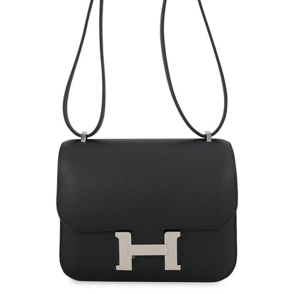 Hermes Shoulder Bag Mini Constance 3 Miroir Black Silver Epsom