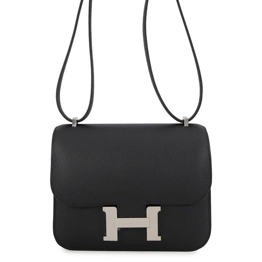 Hermes Shoulder Bag Mini Constance 3 Miroir Black Silver Epsom