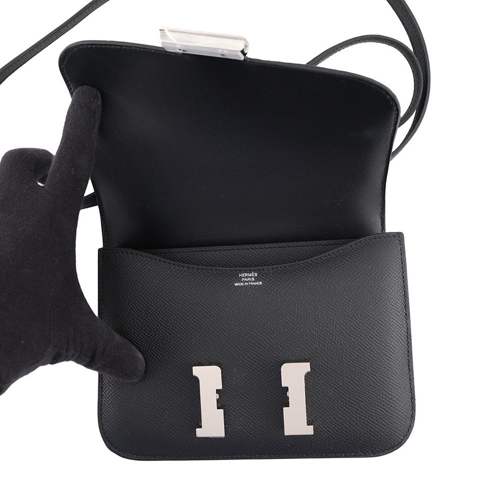 Hermes Shoulder Bag Mini Constance 3 Miroir Black Silver Epsom — view 6