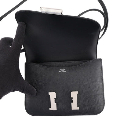 Hermes Shoulder Bag Mini Constance 3 Miroir Black Silver Epsom — view 6