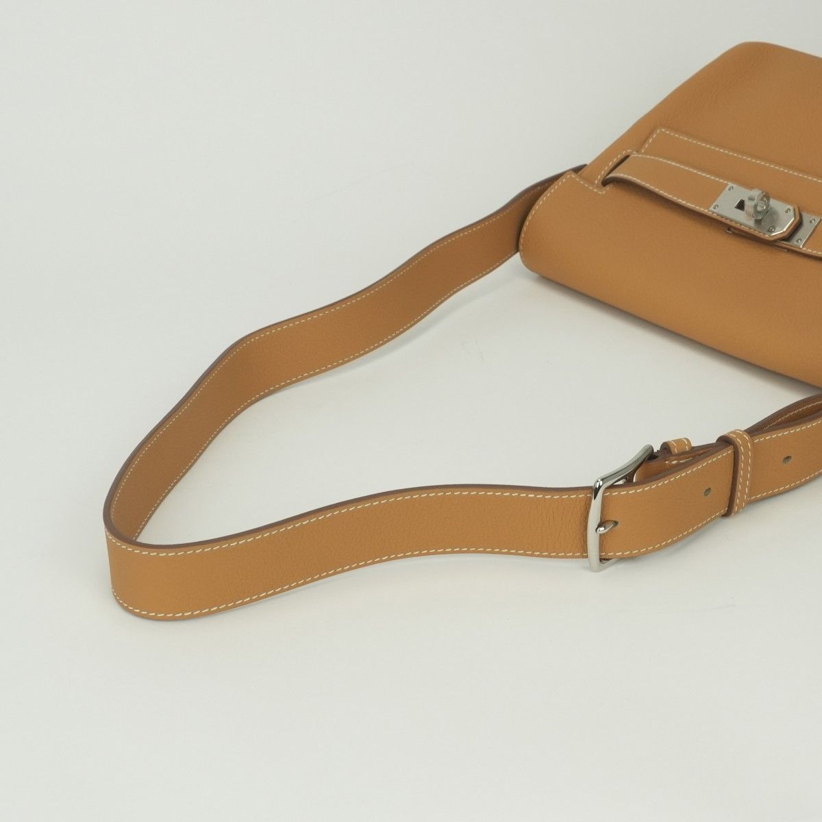 Hermes Kelly Messenger PM Shoulder Bag Togo Naturalsable Beige Silver — view 4
