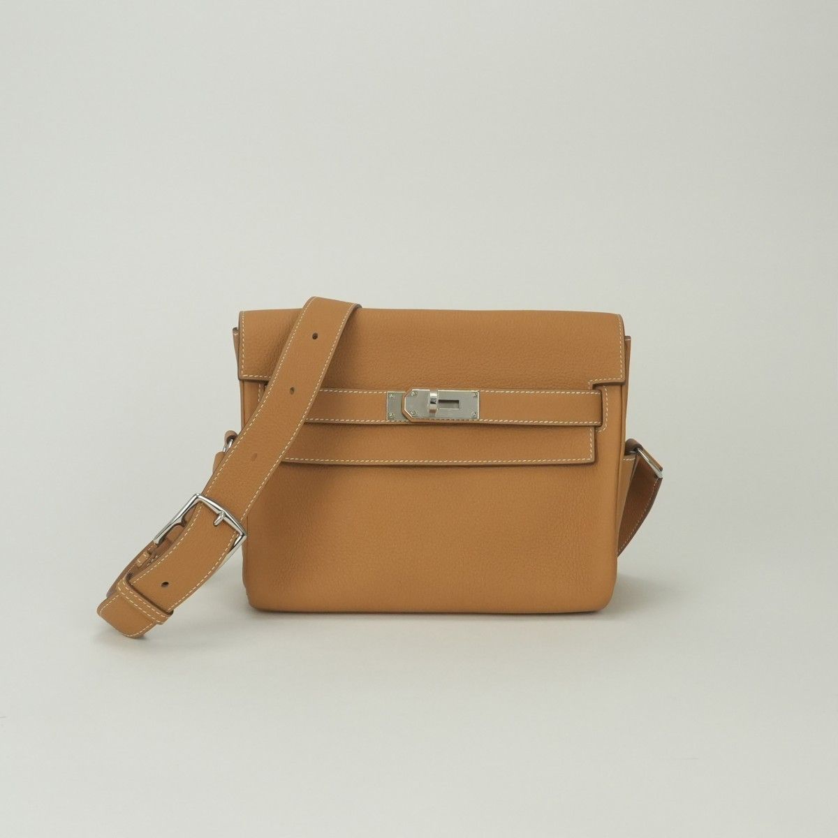 Hermes Kelly Messenger PM Shoulder Bag Togo Naturalsable Beige Silver