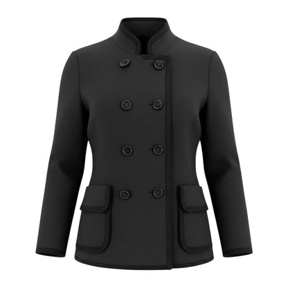 Saint Laurent Eh6 Collarless Jacket Vintage Double Button Knit Floral Motif
