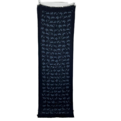 Hermes Navy Cashmere Silk Hose Scarf