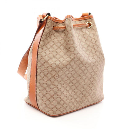 Celine Shoulder Bag Macadam Drawstring Beige Canvas Leather — view 2
