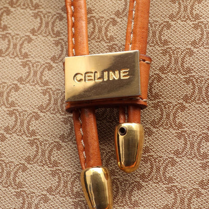 Celine Shoulder Bag Macadam Drawstring Beige Canvas Leather — view 8