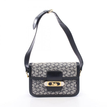 Celine Shoulder Bag C Macadam Carriage Gray Navy Canvas Leather