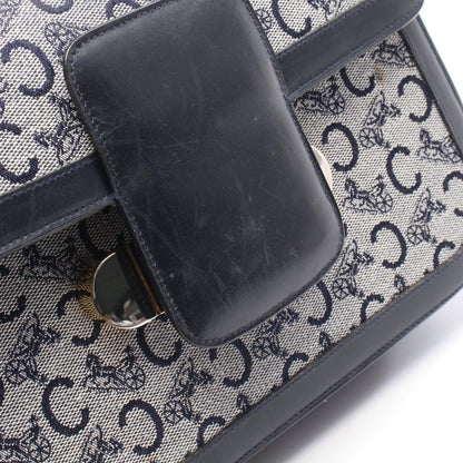 Celine Shoulder Bag C Macadam Carriage Gray Navy Canvas Leather — view 7