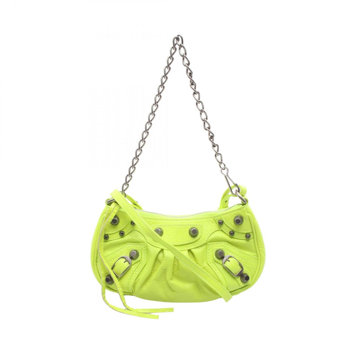 Balenciaga le Cagole Mini BB le Mini 2-Way Neon Yellow Leather Handbag