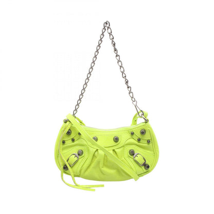 Balenciaga le Cagole Mini BB le Mini 2-Way Neon Yellow Leather Handbag