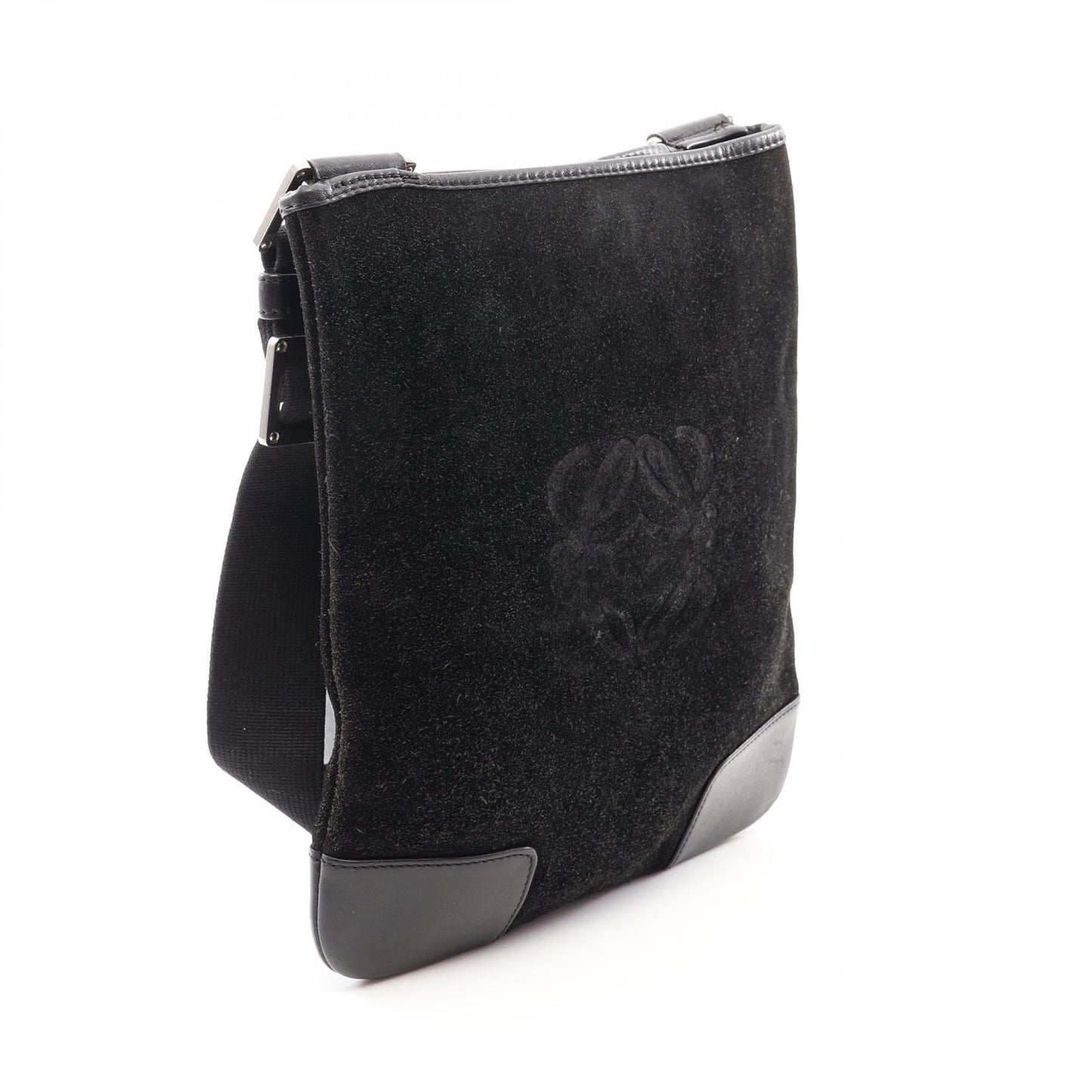 Loewe Shoulder Bag Anagram Black Suede Leather — view 2