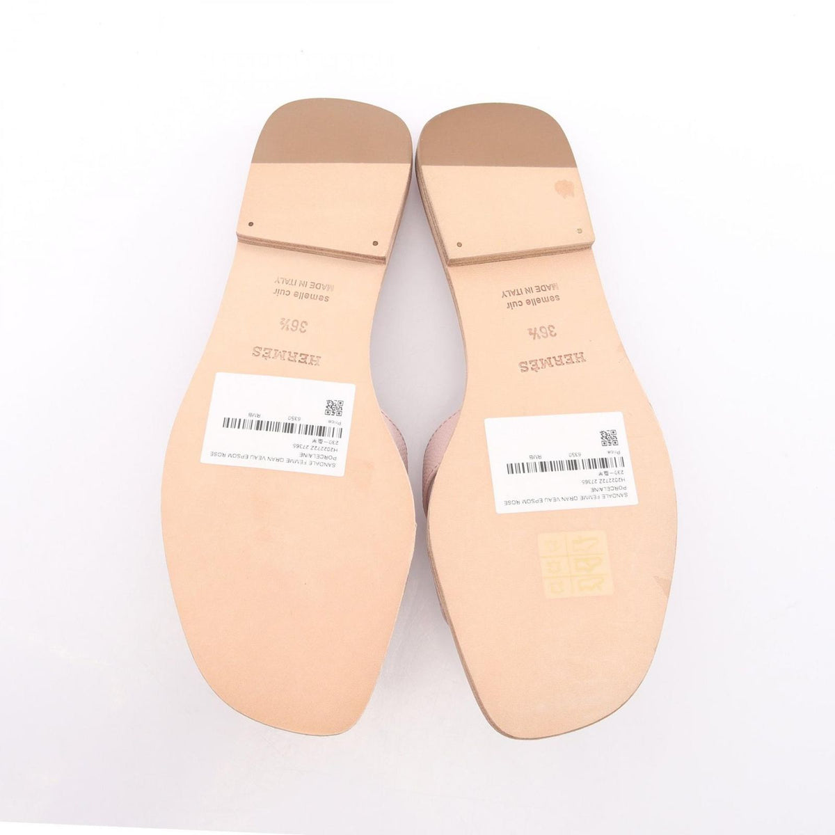 Hermes Mules Oran Rosepol Nu Leather Sandals — view 4
