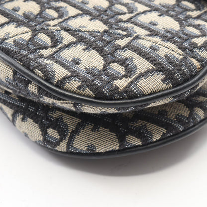 Dior Handbag Saddle Bag Mini Oblique Jacquard 2-Way Ivory Navy Canvas Leather — view 8