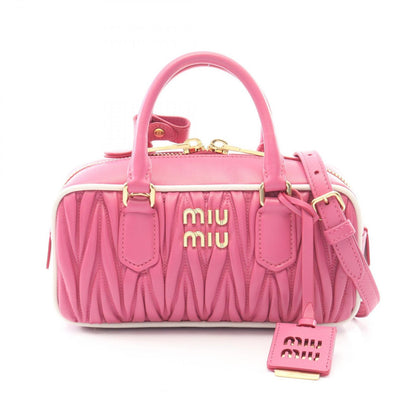 Miu Miu Matelasse 2-Way Pink White Leather Handbag