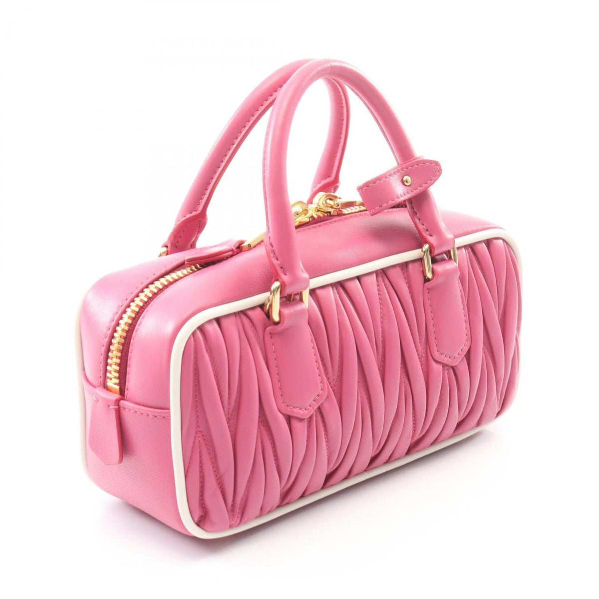 Miu Miu Matelasse 2-Way Pink White Leather Handbag — view 2