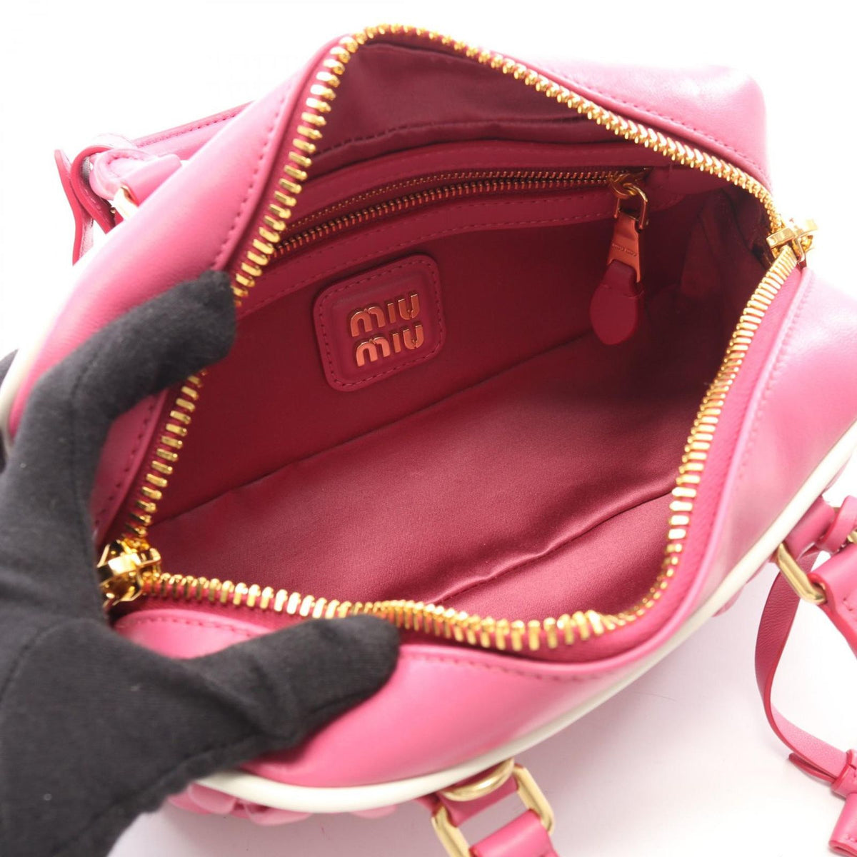 Miu Miu Matelasse 2-Way Pink White Leather Handbag — view 3