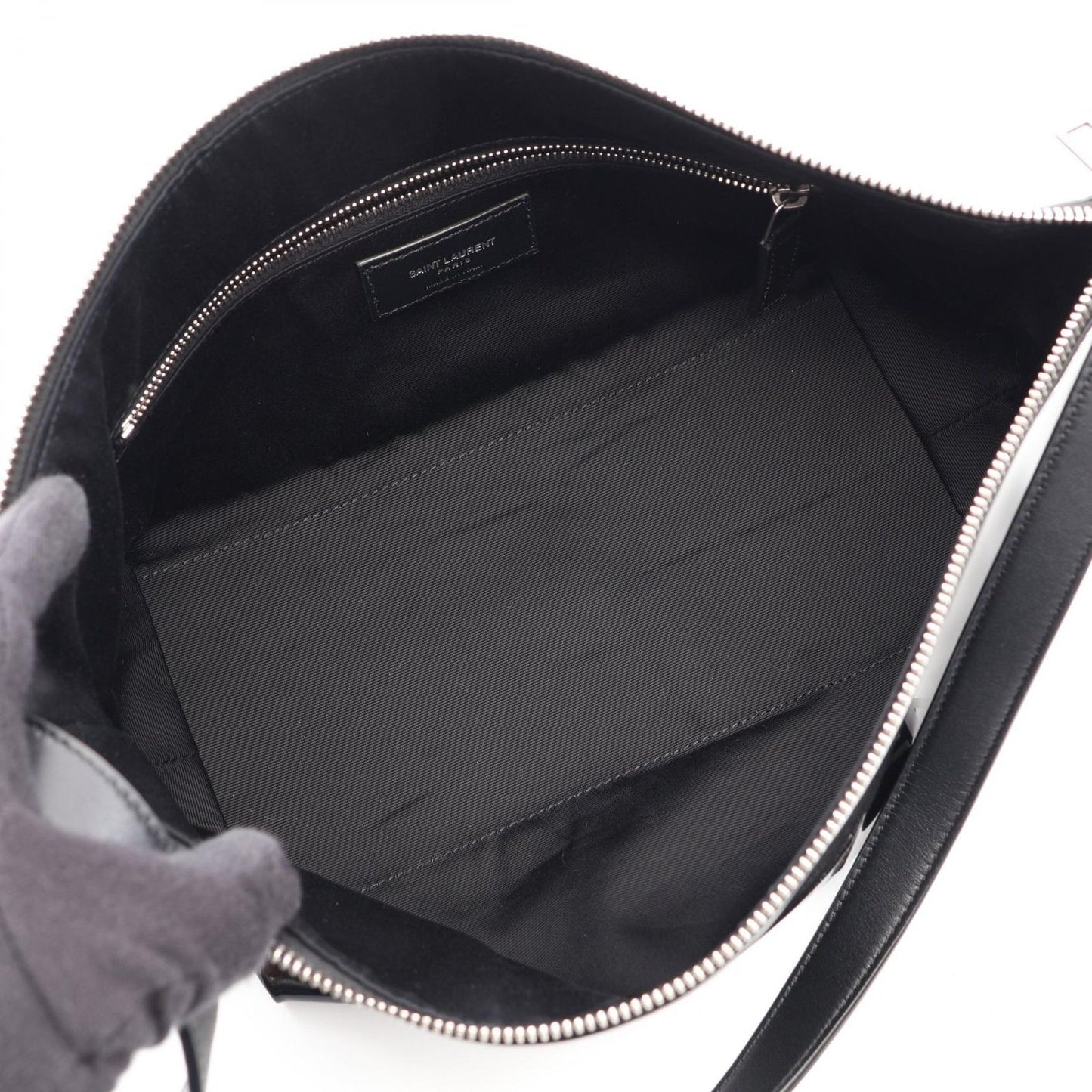 Saint Laurent Paris Shoulder Bag Black Enamel Logo Cross — view 3