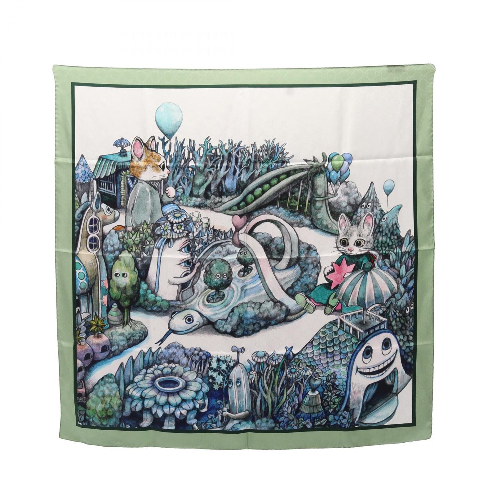 Gucci Scarf Yuko Higuchi GG Pattern Silk