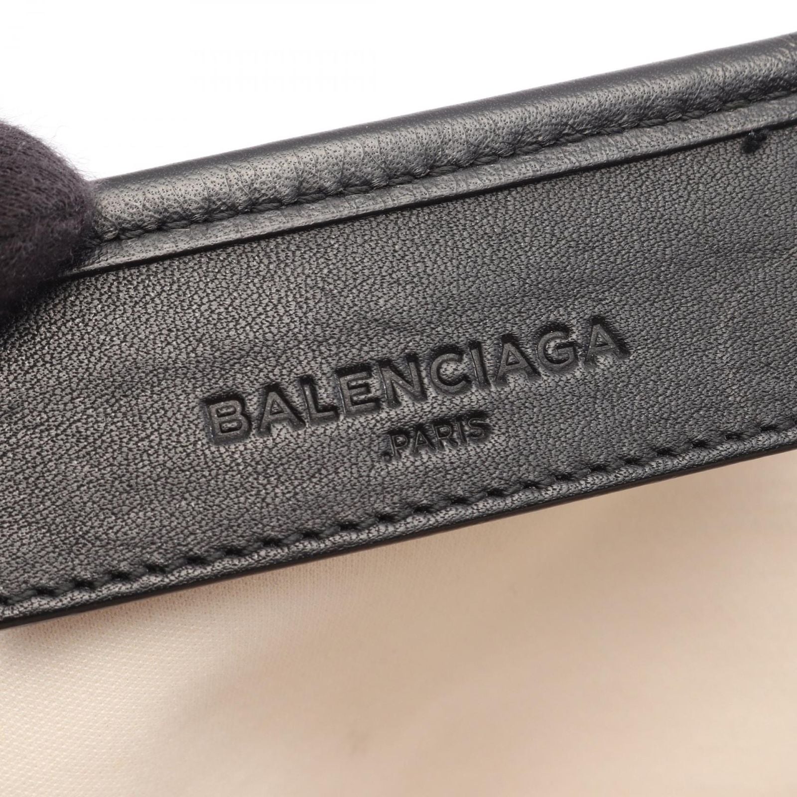 Balenciaga Tote Bag Navy Cabas M Black Natural Canvas Leather — view 4