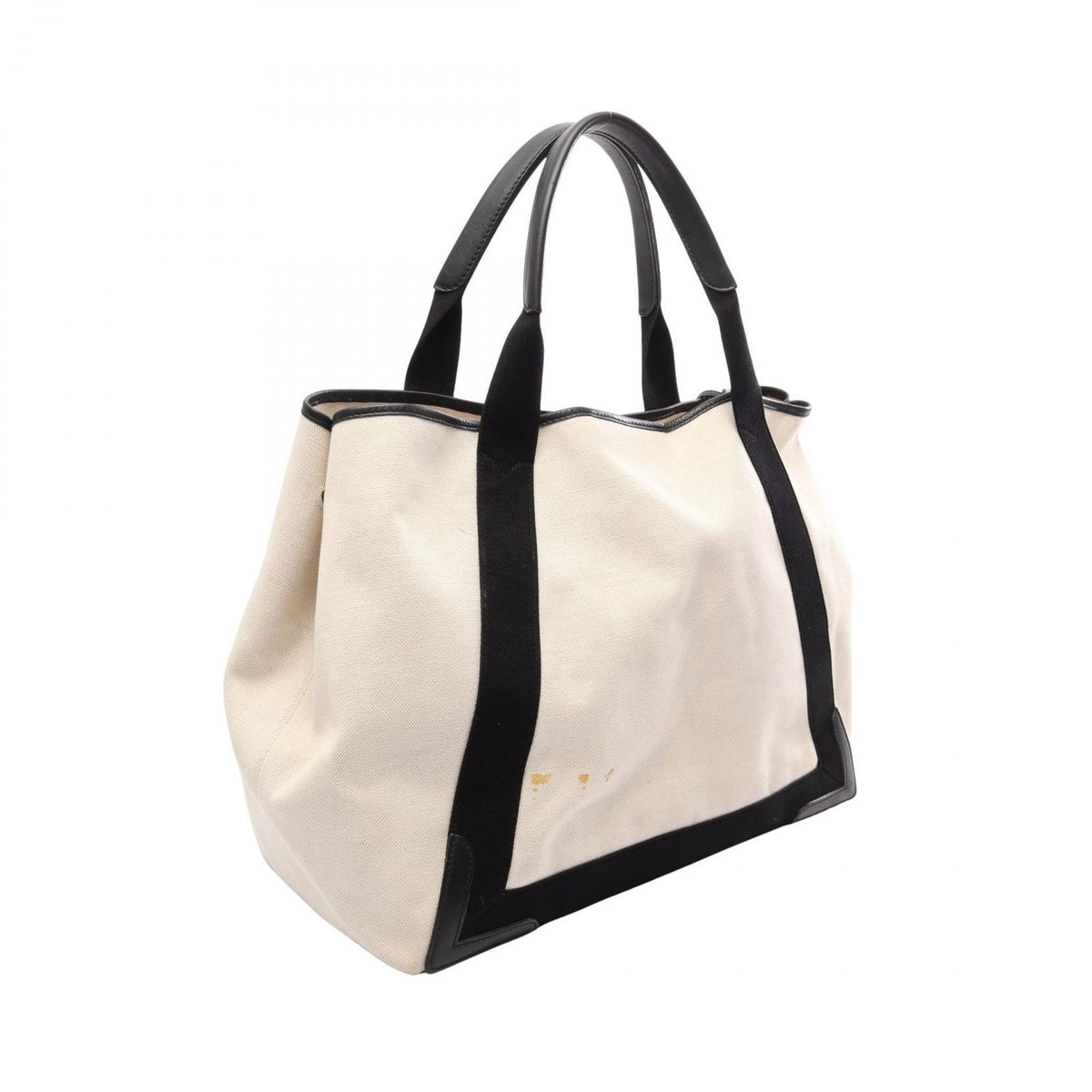 Balenciaga Tote Bag Navy Cabas M Black Natural Canvas Leather — view 2