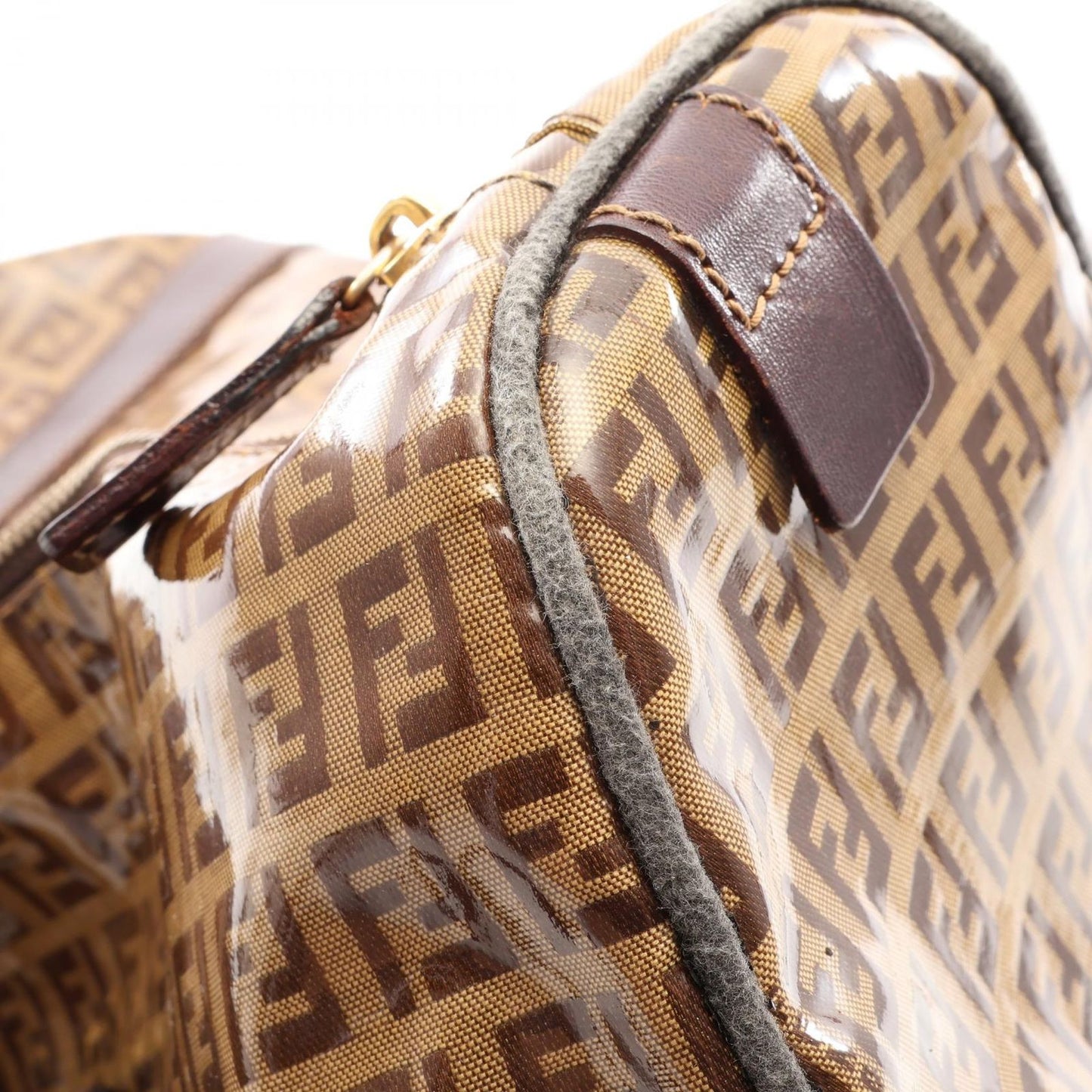Fendi Boston Bag Zucchino Canvas Leather — view 7
