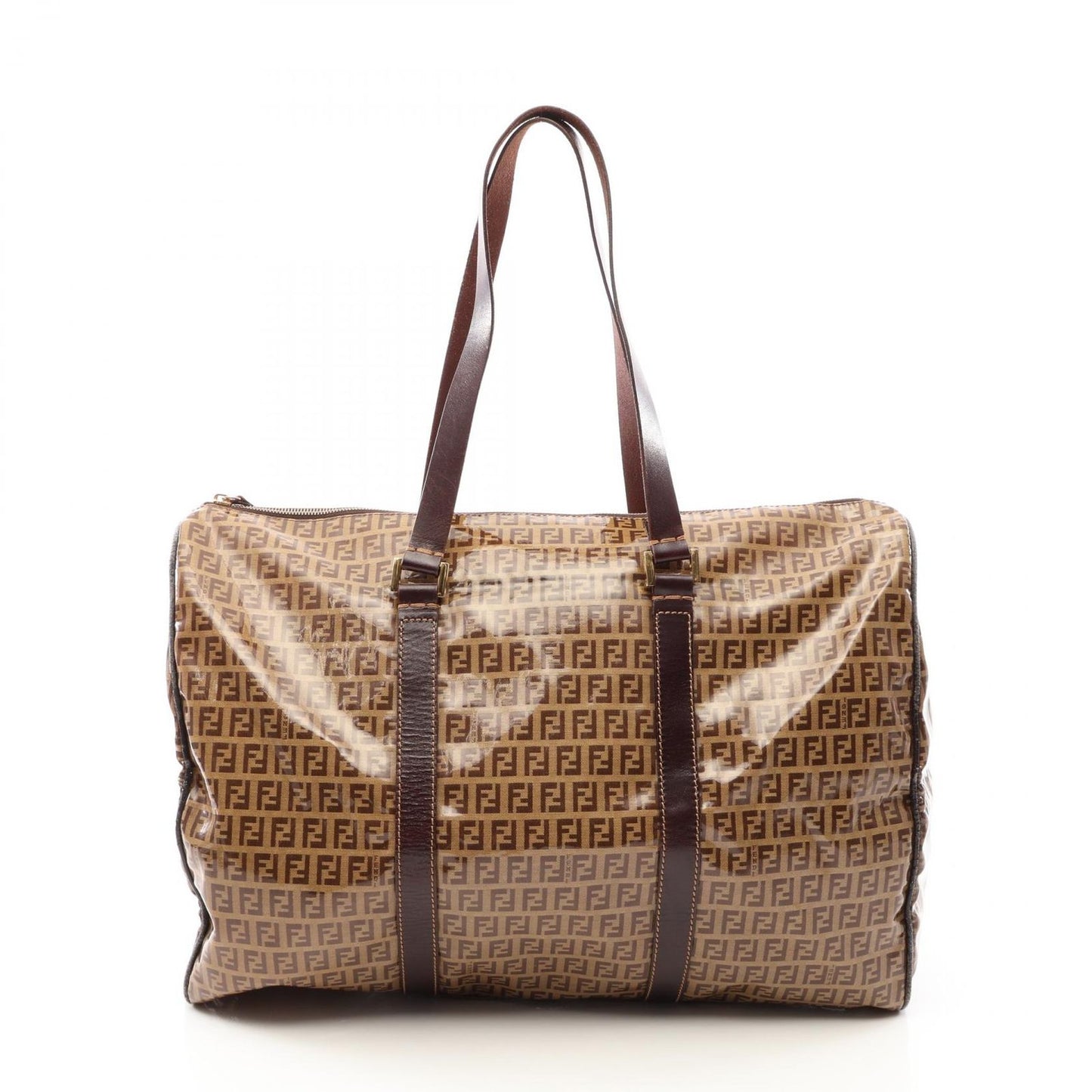 Fendi Boston Bag Zucchino Canvas Leather