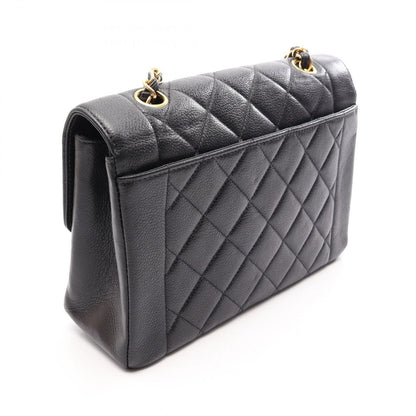 Chanel Shoulder Bag Quilted Diana Flap Black Caviar Leather Chain — view 2