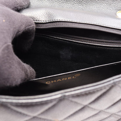 Chanel Shoulder Bag Quilted Diana Flap Black Caviar Leather Chain — view 6