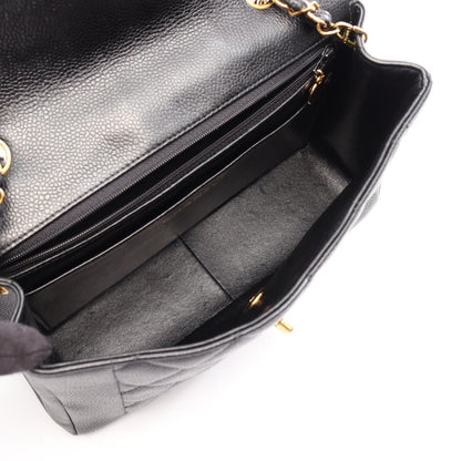 Chanel Shoulder Bag Quilted Diana Flap Black Caviar Leather Chain — view 3