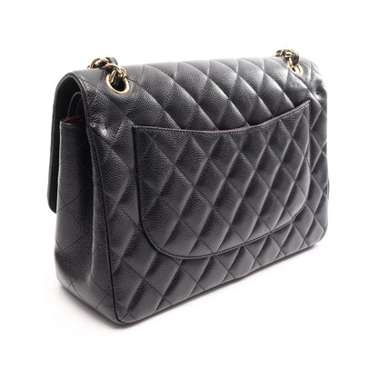 Chanel Shoulder Bag Maxi Quilted 30 Classic Large Double Flap Black Caviar — view 2
