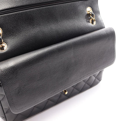 Chanel Shoulder Bag Maxi Quilted 30 Classic Large Double Flap Black Caviar — view 8