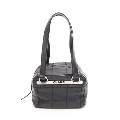 Chanel Tote Bag Choco Bar Black Caviar Leather Mini Bost