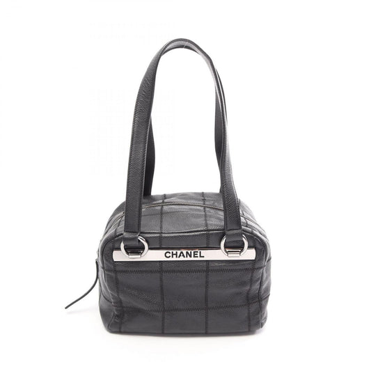 Chanel Tote Bag Choco Bar Black Caviar Leather Mini Bost