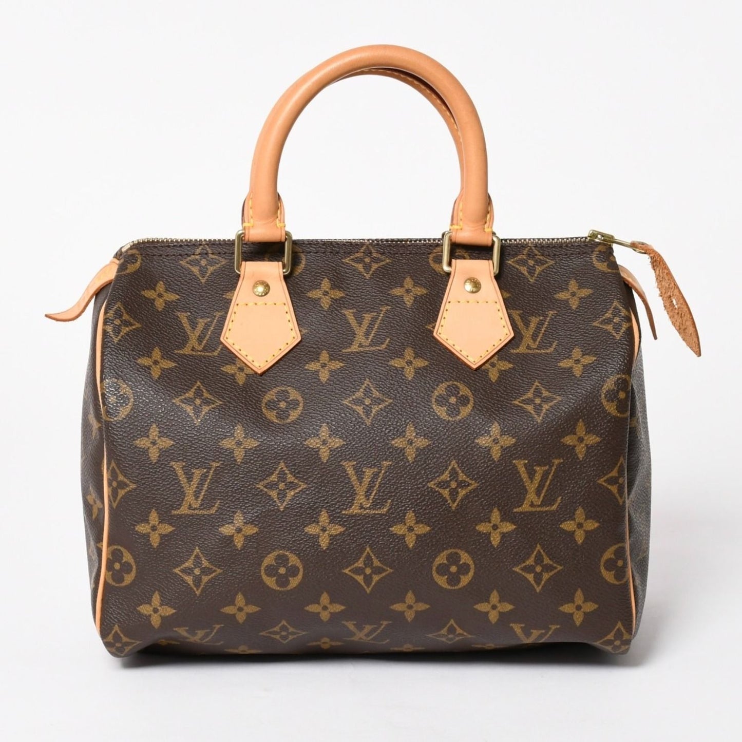 Louis Vuitton Speedy 25 Handbag Monogram Vachetta Leather Brown Gold