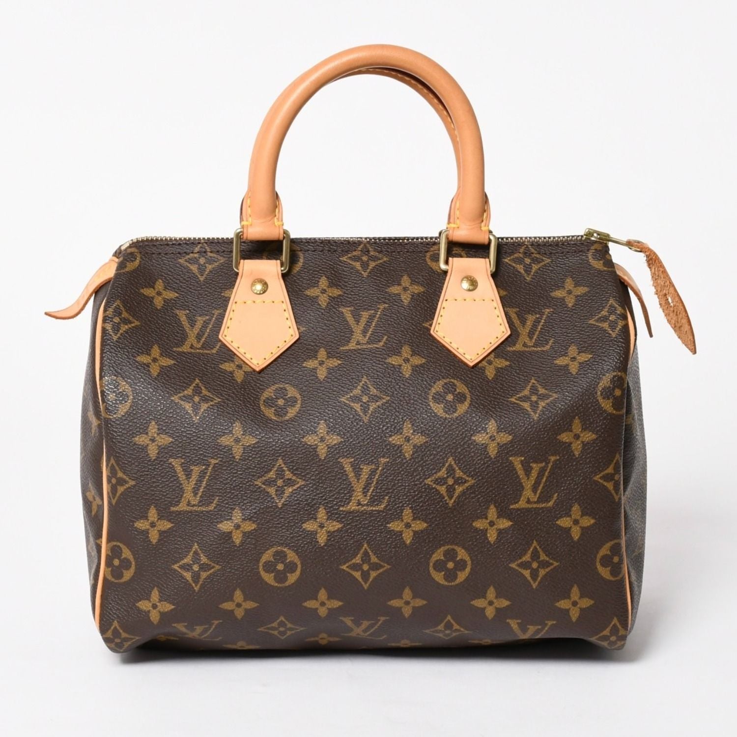 Louis Vuitton Speedy 25 Handbag Monogram Vachetta Leather Brown Gold