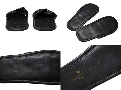 Louis Vuitton Homey Line Room Shoes Slippers Monogram Satin Canvas Black — view 6