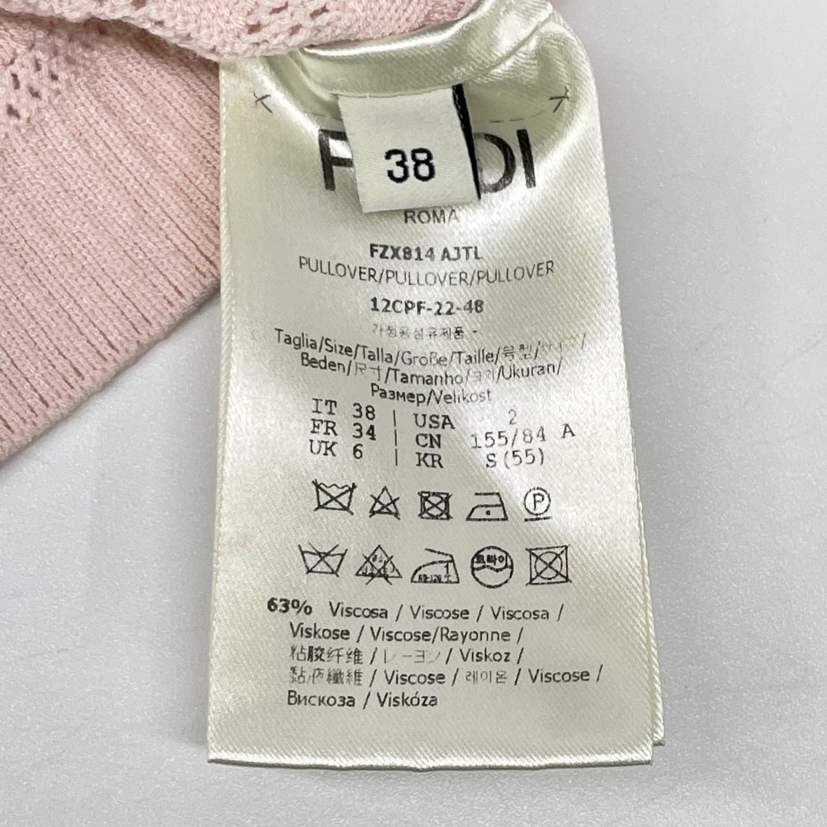 Fendi Ajtl Pink Zucca Pattern Short Sleeve Knit 38 Sweater — view 4