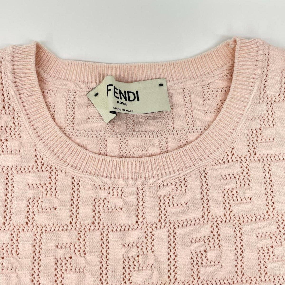 Fendi Ajtl Pink Zucca Pattern Short Sleeve Knit 38 Sweater — view 7