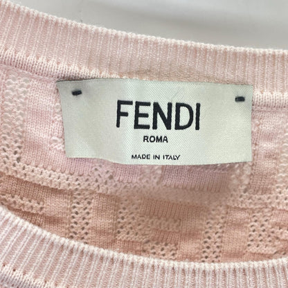 Fendi Ajtl Pink Zucca Pattern Short Sleeve Knit 38 Sweater — view 3