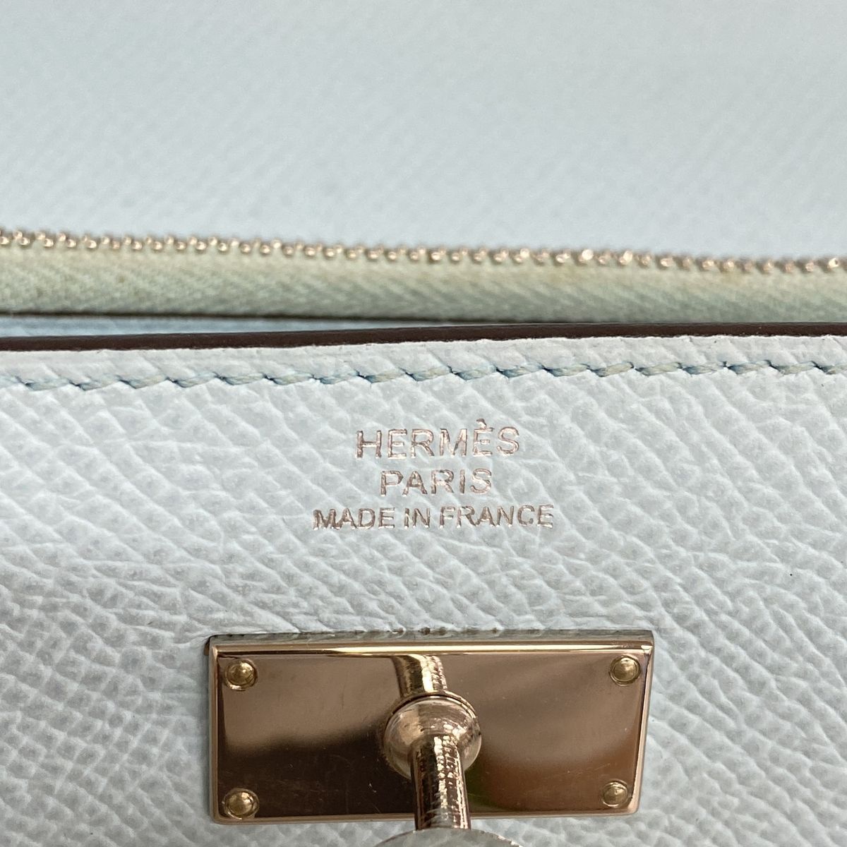 Hermes Wallet Kelly Veau Epsom Blue Zephyr Silver — view 4