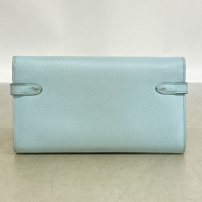 Hermes Wallet Kelly Veau Epsom Blue Zephyr Silver — view 8