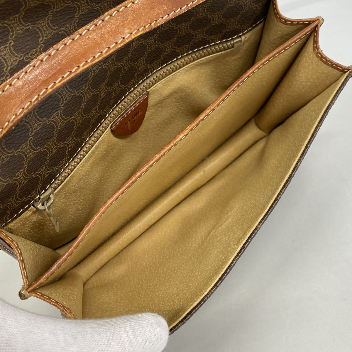 Celine Shoulder Bag Macadam Brown Gold — view 4