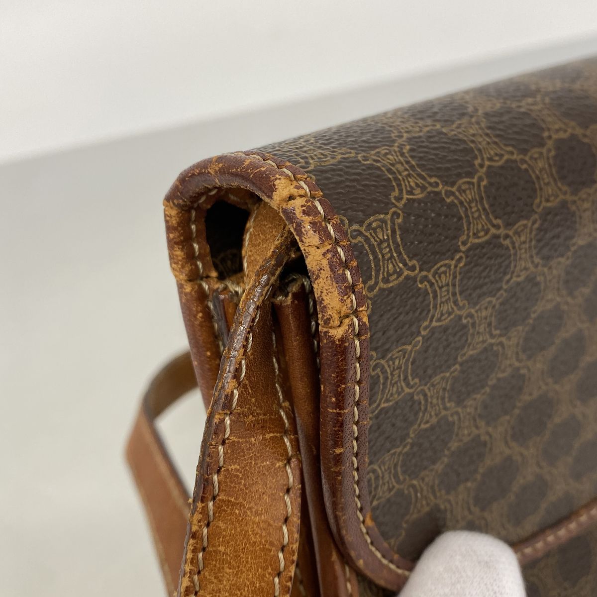 Celine Shoulder Bag Macadam Brown Gold — view 6