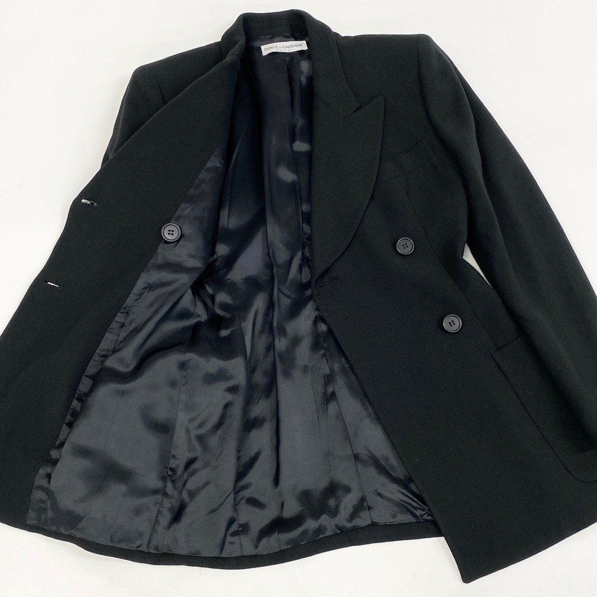Dolce & Gabbana Eh6 & Tailored Jacket Peak Drapel Double Breasted Long 40 Black — view 4