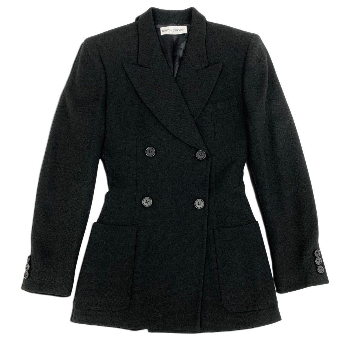 Dolce & Gabbana Eh6 & Tailored Jacket Peak Drapel Double Breasted Long 40 Black — view 2