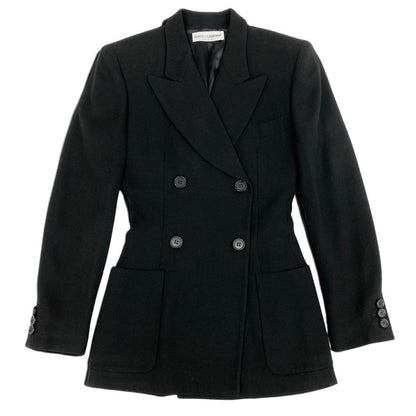 Dolce & Gabbana Eh6 & Tailored Jacket Peak Drapel Double Breasted Long 40 Black — view 2
