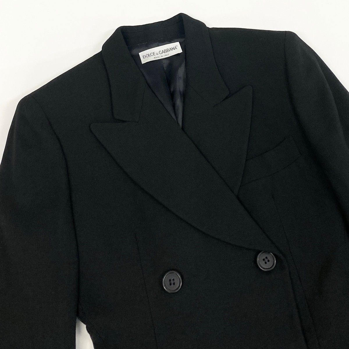 Dolce & Gabbana Eh6 & Tailored Jacket Peak Drapel Double Breasted Long 40 Black — view 5